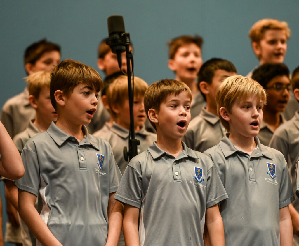 Students signing in a choir
