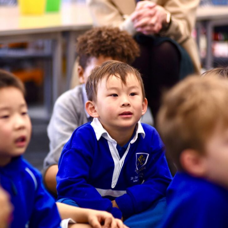Dalton (PW) listening intently to author Claire Richards