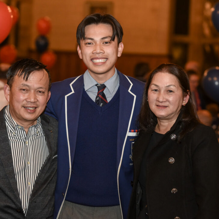 Tommy Vo with his parents Tuan Vo and Huong Ngo at the Young House Dinner in 2022.